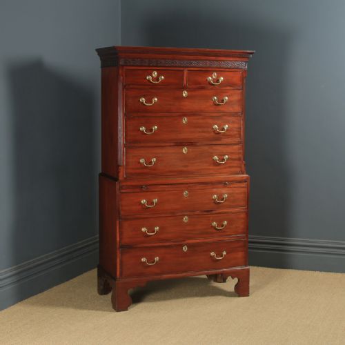 Antique English Georgian Chippendale Mahogany Chest on Chest Tallboy (Circa 1770)
