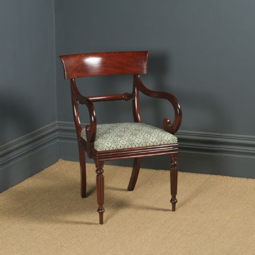 Antique English Georgian Gillows Inspired Mahogany Bar Back Desk Office Library Dining Armchair Carver (Circa 1820)