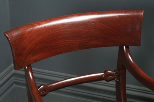 fig 2. Antique English Georgian Gillows Inspired Mahogany Bar Back Desk Office Library Dining Armchair Carver (Circa 1820)