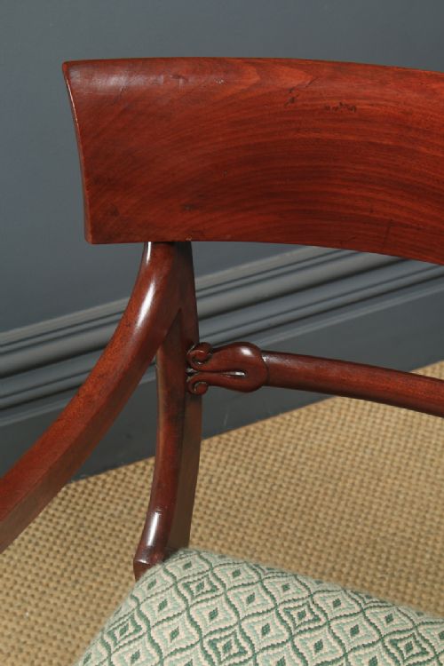 fig 3. Antique English Georgian Gillows Inspired Mahogany Bar Back Desk Office Library Dining Armchair Carver (Circa 1820)