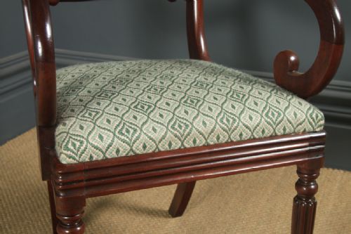 fig 4. Antique English Georgian Gillows Inspired Mahogany Bar Back Desk Office Library Dining Armchair Carver (Circa 1820)