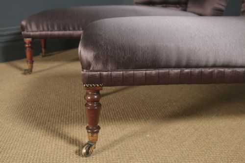 ANTIQUE ENGLISH MATCHED PAIR OF REGENCY MAHOGANY UPHOLSTERED CHAISE LONGUE CIRCA 1825 - ADDITIONAL PHOTO 3