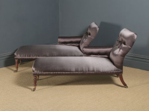 ANTIQUE ENGLISH MATCHED PAIR OF REGENCY MAHOGANY UPHOLSTERED CHAISE LONGUE CIRCA 1825 - ADDITIONAL PHOTO 14