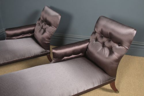 ANTIQUE ENGLISH MATCHED PAIR OF REGENCY MAHOGANY UPHOLSTERED CHAISE LONGUE CIRCA 1825 - ADDITIONAL PHOTO 21
