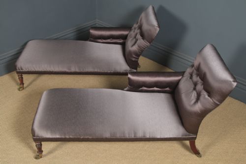 ANTIQUE ENGLISH MATCHED PAIR OF REGENCY MAHOGANY UPHOLSTERED CHAISE LONGUE CIRCA 1825 - ADDITIONAL PHOTO 23