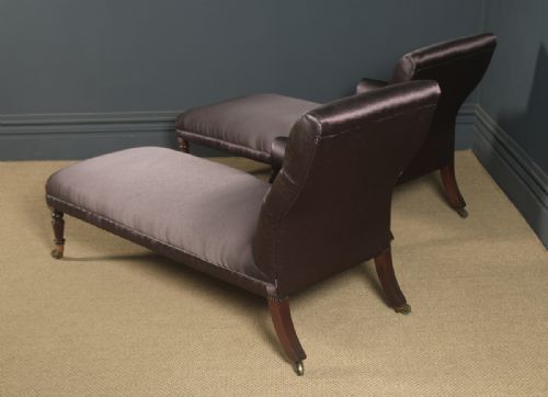 ANTIQUE ENGLISH MATCHED PAIR OF REGENCY MAHOGANY UPHOLSTERED CHAISE LONGUE CIRCA 1825 - ADDITIONAL PHOTO 27