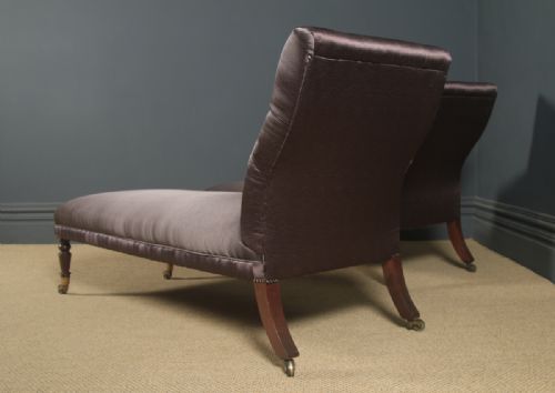 ANTIQUE ENGLISH MATCHED PAIR OF REGENCY MAHOGANY UPHOLSTERED CHAISE LONGUE CIRCA 1825 - ADDITIONAL PHOTO 29