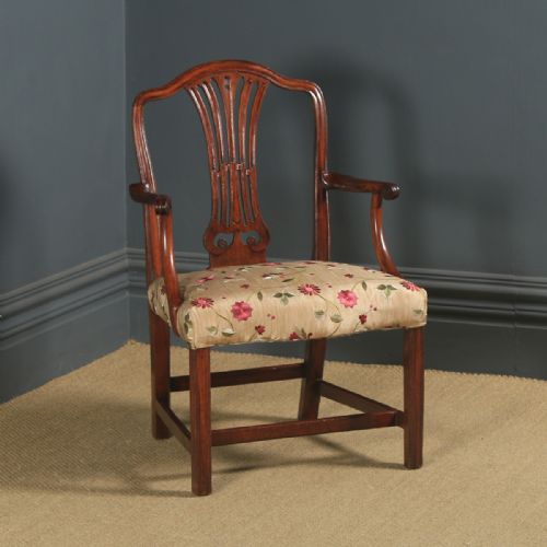 fig 1. Antique English Georgian Hepplewhite Style Mahogany Office Desk / Dining Armchair Carver (Circa 1880)