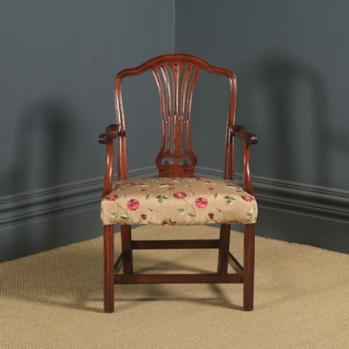 fig 2. Antique English Georgian Hepplewhite Style Mahogany Office Desk / Dining Armchair Carver (Circa 1880)
