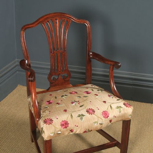 fig 4. Antique English Georgian Hepplewhite Style Mahogany Office Desk / Dining Armchair Carver (Circa 1880)