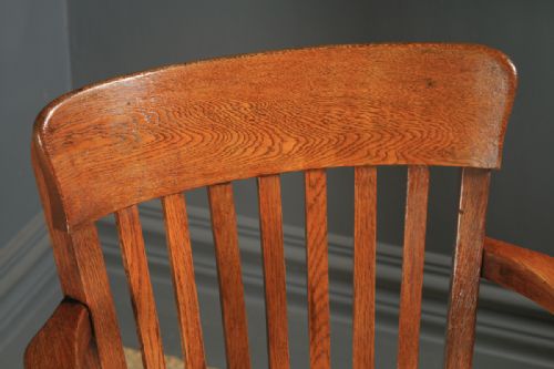 fig 3. Antique English Edwardian Oak & Green Leather Revolving Office Desk Arm Chair (Circa 1910)