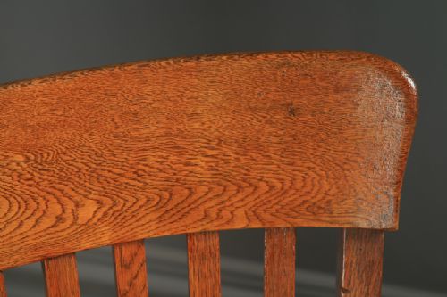 fig 6. Antique English Edwardian Oak & Green Leather Revolving Office Desk Arm Chair (Circa 1910)