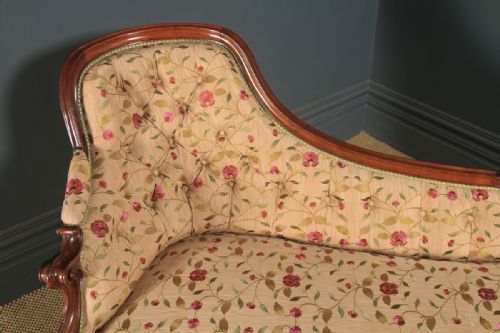 fig 3. Antique English Victorian Mahogany Upholstered Chaise Longue Sofa Couch (Circa 1850)