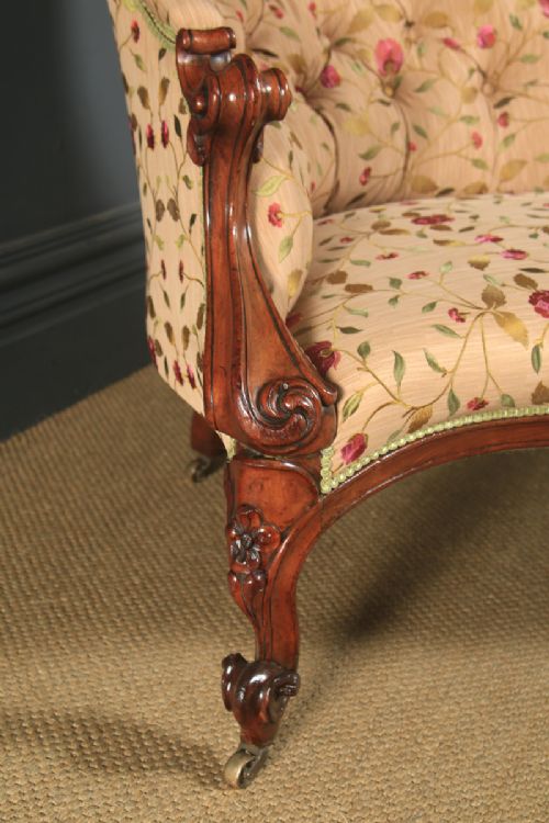 fig 5. Antique English Victorian Mahogany Upholstered Chaise Longue Sofa Couch (Circa 1850)