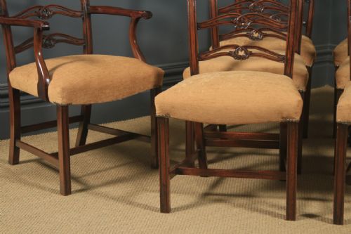 ANTIQUE SET OF EIGHT 8 ENGLISH GEORGIAN CHIPPENDALE STYLE RIBBON BACK MAHOGANY DINING CHAIRS CIRCA 1880 - ADDITIONAL PHOTO 5