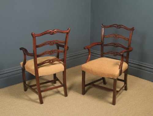 ANTIQUE SET OF EIGHT 8 ENGLISH GEORGIAN CHIPPENDALE STYLE RIBBON BACK MAHOGANY DINING CHAIRS CIRCA 1880 - ADDITIONAL PHOTO 23