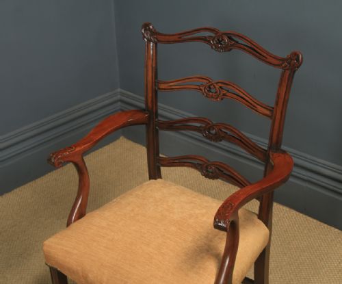 ANTIQUE SET OF EIGHT 8 ENGLISH GEORGIAN CHIPPENDALE STYLE RIBBON BACK MAHOGANY DINING CHAIRS CIRCA 1880 - ADDITIONAL PHOTO 24