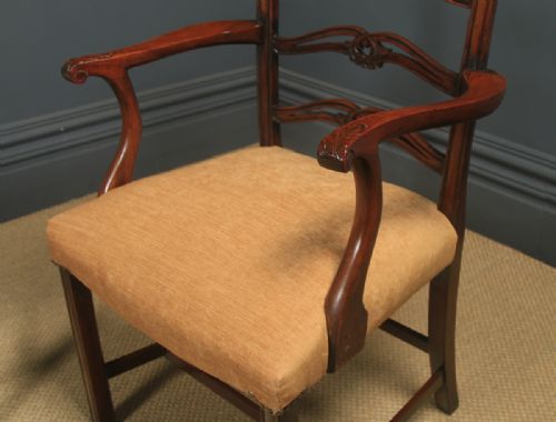ANTIQUE SET OF EIGHT 8 ENGLISH GEORGIAN CHIPPENDALE STYLE RIBBON BACK MAHOGANY DINING CHAIRS CIRCA 1880 - ADDITIONAL PHOTO 25
