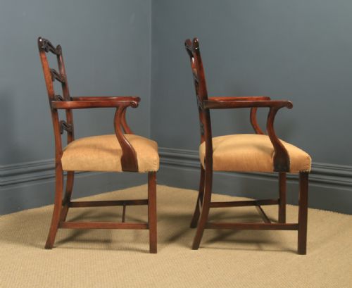 ANTIQUE SET OF EIGHT 8 ENGLISH GEORGIAN CHIPPENDALE STYLE RIBBON BACK MAHOGANY DINING CHAIRS CIRCA 1880 - ADDITIONAL PHOTO 27