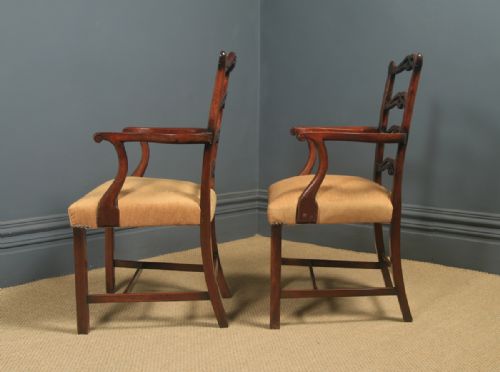 ANTIQUE SET OF EIGHT 8 ENGLISH GEORGIAN CHIPPENDALE STYLE RIBBON BACK MAHOGANY DINING CHAIRS CIRCA 1880 - ADDITIONAL PHOTO 28
