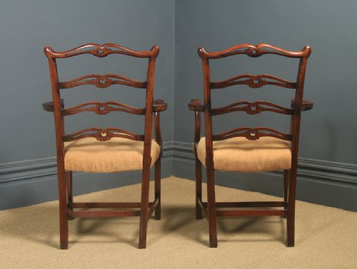 ANTIQUE SET OF EIGHT 8 ENGLISH GEORGIAN CHIPPENDALE STYLE RIBBON BACK MAHOGANY DINING CHAIRS CIRCA 1880 - ADDITIONAL PHOTO 29