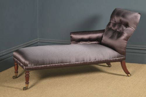 ANTIQUE ENGLISH REGENCY MAHOGANY UPHOLSTERED CHAISE LONGUE DAY BED CIRCA 1825 - ADDITIONAL PHOTO 1