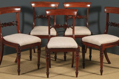 fig 2. Antique English Georgian Set of Five 5 Rosewood Bar Back Dining Chairs (Circa 1830)
