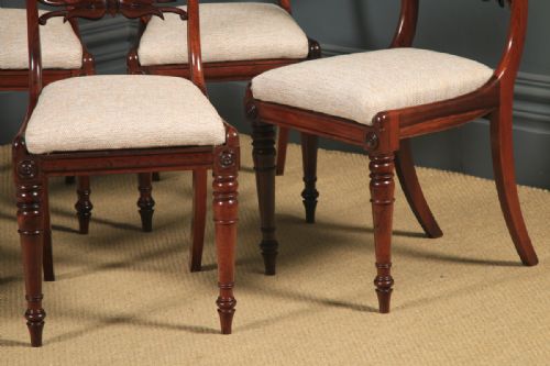 fig 3. Antique English Georgian Set of Five 5 Rosewood Bar Back Dining Chairs (Circa 1830)