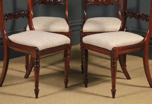 fig 3. Antique English Georgian Set of Four 4 Rosewood Bar Back Dining Chairs (Circa 1830)
