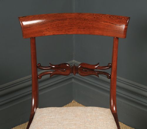 fig 5. Antique English Georgian Set of Four 4 Rosewood Bar Back Dining Chairs (Circa 1830)