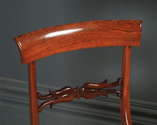 fig 6. Antique English Georgian Set of Four 4 Rosewood Bar Back Dining Chairs (Circa 1830)