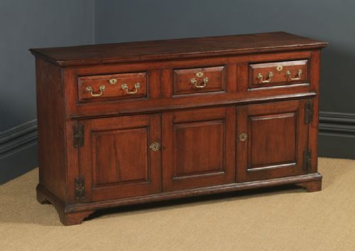 fig 2. Antique English Georgian Oak Dresser Base Sideboard Cupboard (Circa 1750)