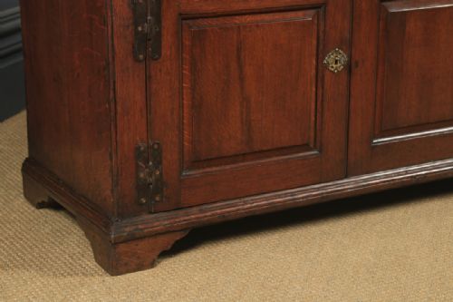 fig 4. Antique English Georgian Oak Dresser Base Sideboard Cupboard (Circa 1750)