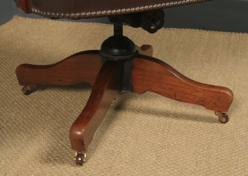 fig 6. Antique English Edwardian Mahogany Revolving Captains Office Desk Armchair (Circa 1910)
