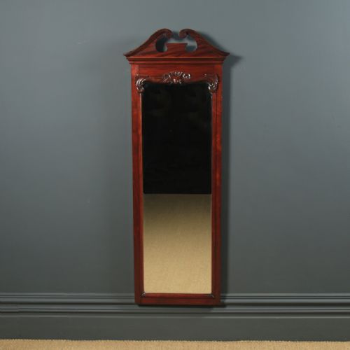 Antique English Victorian Mahogany Rectangular Wall Hanging Dressing Mirror (Circa 1880)