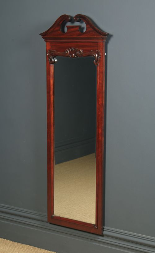 fig 1. Antique English Victorian Mahogany Rectangular Wall Hanging Dressing Mirror (Circa 1880)