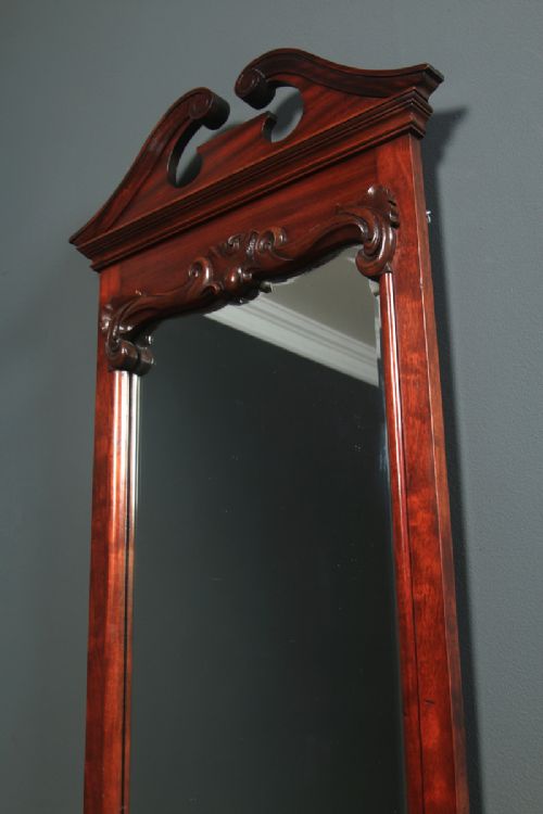 fig 2. Antique English Victorian Mahogany Rectangular Wall Hanging Dressing Mirror (Circa 1880)