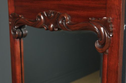 fig 3. Antique English Victorian Mahogany Rectangular Wall Hanging Dressing Mirror (Circa 1880)