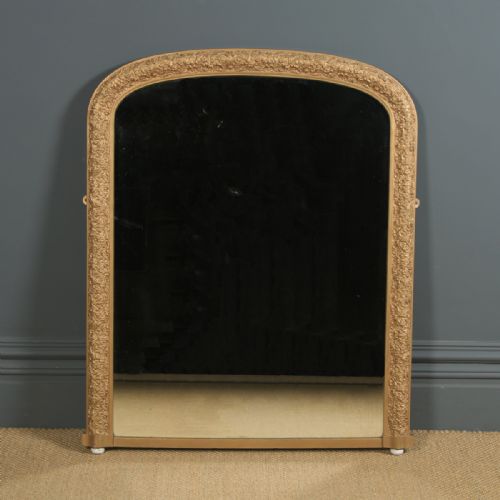 fig 1. Antique English Victorian Carved Gilt Wall Hanging Overmantle Mirror (Circa 1860)