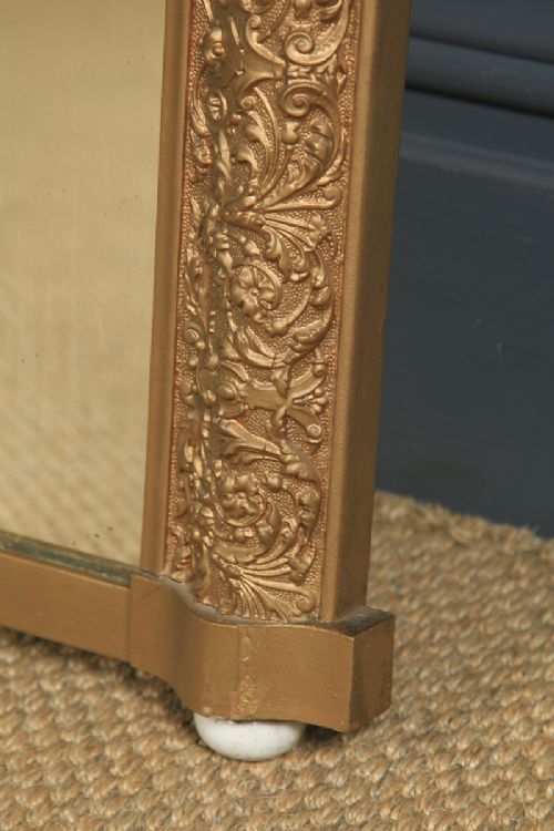 fig 4. Antique English Victorian Carved Gilt Wall Hanging Overmantle Mirror (Circa 1860)