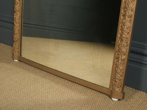fig 5. Antique English Victorian Carved Gilt Wall Hanging Overmantle Mirror (Circa 1860)