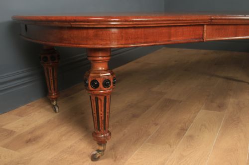 fig 1. Antique English Victorian 15ft Gillows Pugin Style Extending Oak Dining Boardroom Table Seats 18 People (Circa 1850)