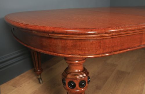 fig 2. Antique English Victorian 15ft Gillows Pugin Style Extending Oak Dining Boardroom Table Seats 18 People (Circa 1850)