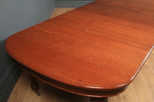 fig 4. Antique English Victorian 15ft Gillows Pugin Style Extending Oak Dining Boardroom Table Seats 18 People (Circa 1850)