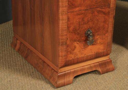 fig 5. Antique English Pair of Art Deco Burr Walnut Skyscraper Bedside Cabinets  (Circa 1930)