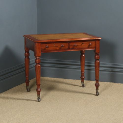 Antique English Georgian Mahogany & Tan Leather Writing Table (Circa 1830)