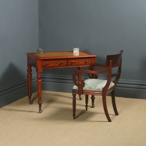 fig 1. Antique English Georgian Mahogany & Tan Leather Writing Table (Circa 1830)