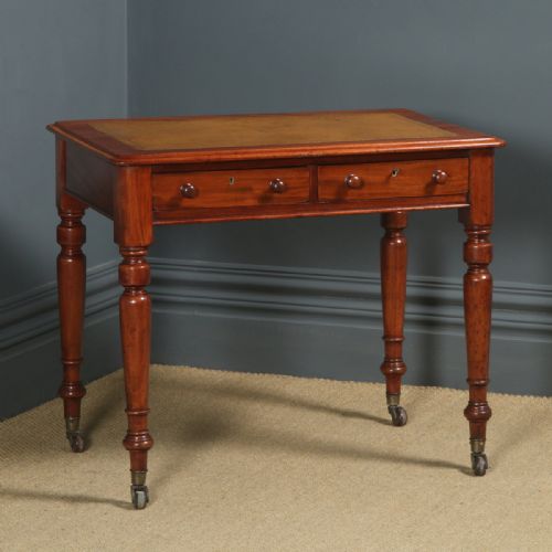 fig 2. Antique English Georgian Mahogany & Tan Leather Writing Table (Circa 1830)