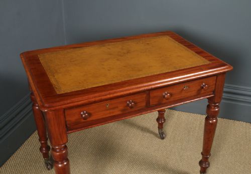fig 3. Antique English Georgian Mahogany & Tan Leather Writing Table (Circa 1830)