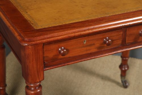 fig 4. Antique English Georgian Mahogany & Tan Leather Writing Table (Circa 1830)